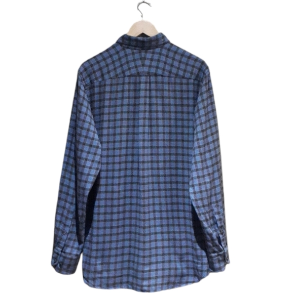 Robert Talbott Men's Tailored Flannel Shirt Blue Plaid Size Large - Picture 2 of 8